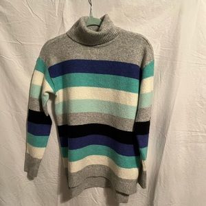Petite Medium Talbots Turtleneck Sweater - Striped Primarily Blue